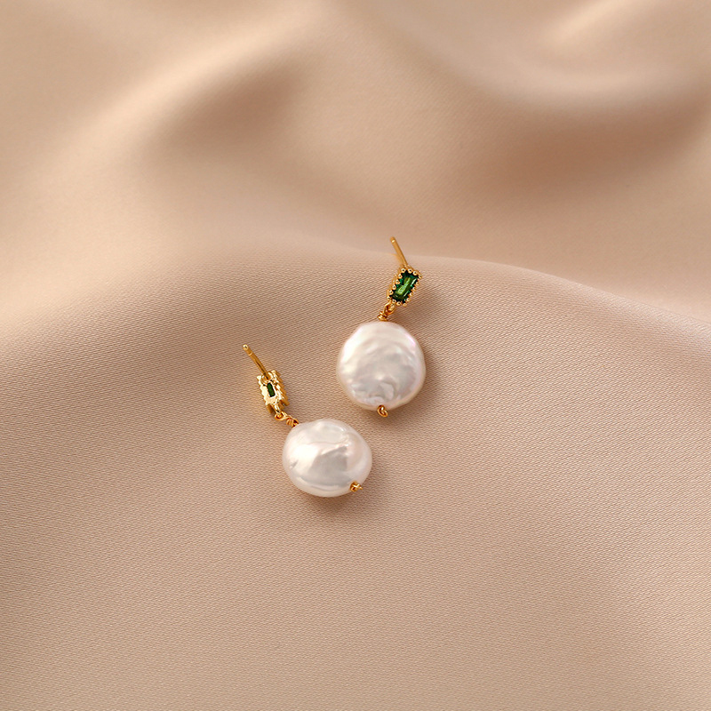 Baroque Vintage Freshwater Pearl Charm Earrings 925 Sterling Silver Post Earring for Women