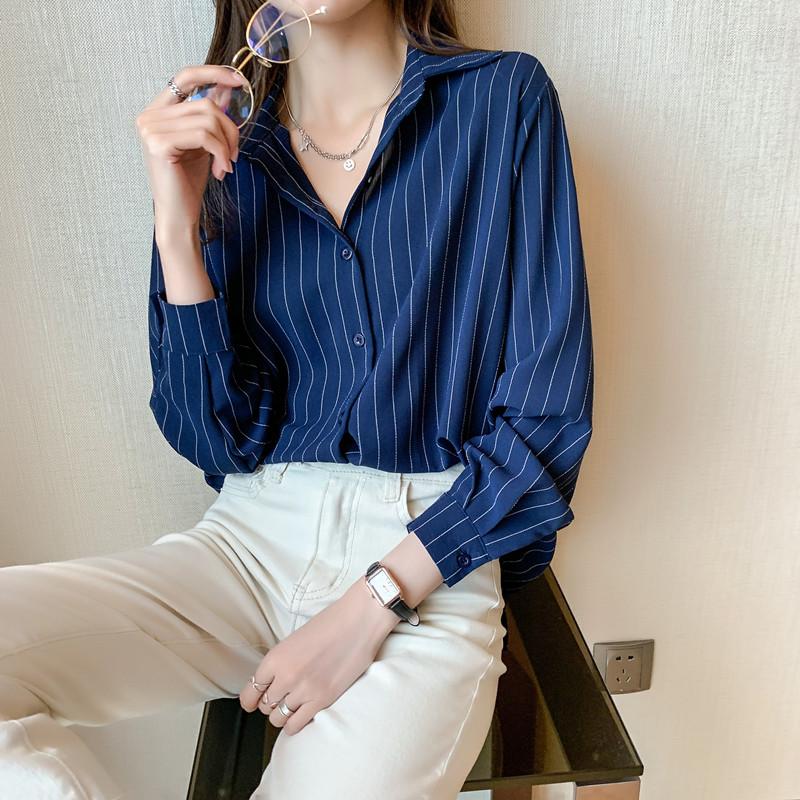 Women' Blouses Fashion Striped Shirts Long Sleeve Tops Women 2022 Spring Autumn White Blouse Turn Down Collar Blusas Clothes 23982, Blue
Women' Blouses Fashion Striped Shirts Long Sleeve Tops Women 2022 Spring Autumn White Blouse Turn Down Collar Blusas Clothes 23982, Blue