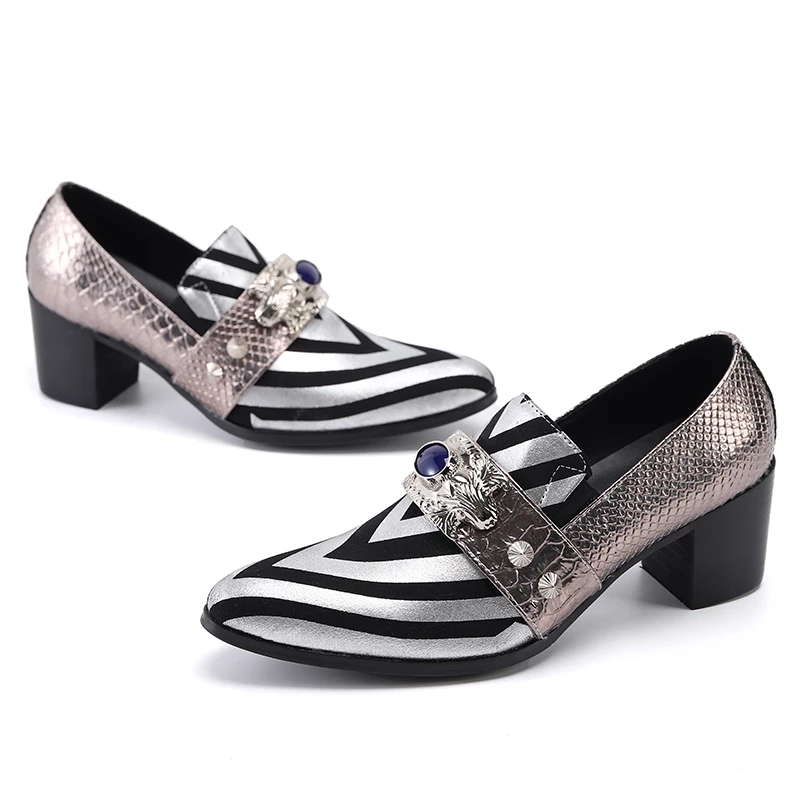 Designer Silver Stripe Man High Heels Shoes Plus Size Pointed Toe Stage Dance Brogue Shoes Men Club Party Dress Shoes, As pic
Designer Silver Stripe Man High Heels Shoes Plus Size Pointed Toe Stage Dance Brogue Shoes Men Club Party Dress Shoes, As pic
