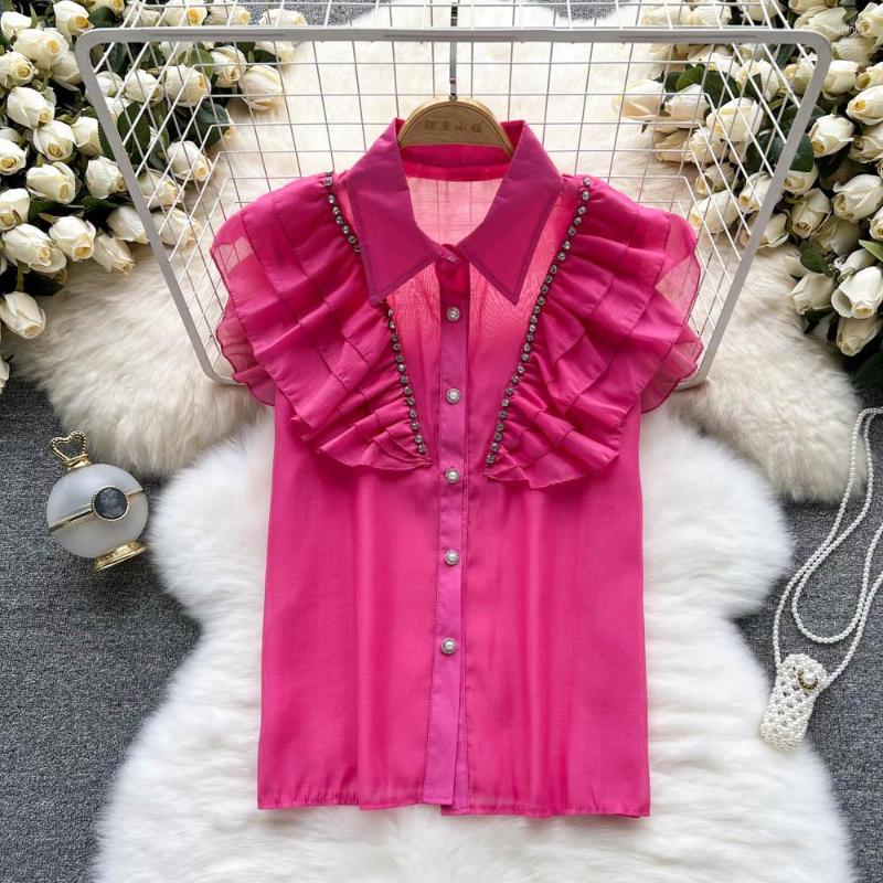 Women's Blouses Patchwork Ruffled Lapel Single Breasted Sleeveless Shirt Women's Summer Thin Loose Blouse Top Girls Lady Casual Shirts, White
Women's Blouses Patchwork Ruffled Lapel Single Breasted Sleeveless Shirt Women's Summer Thin Loose Blouse Top Girls Lady Casual Shirts, White