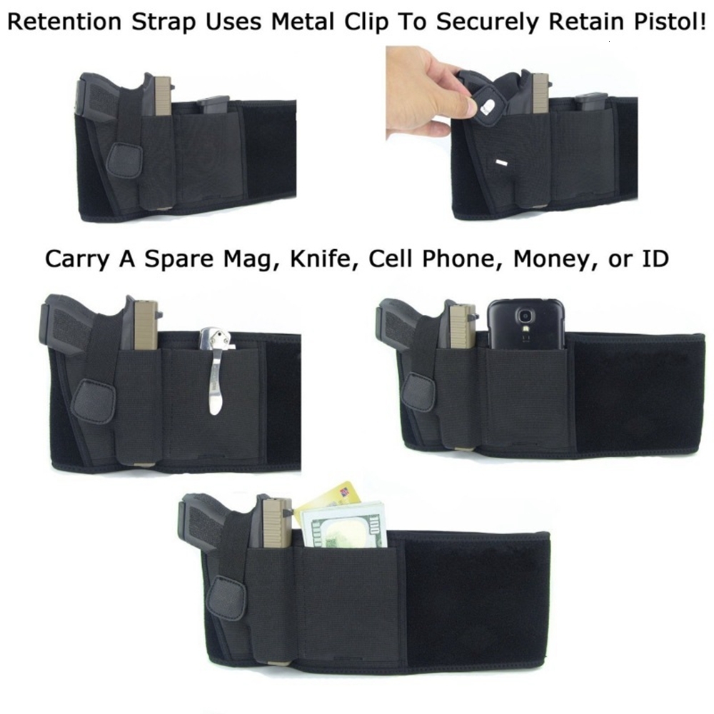 Outdoor Bags Tactical Belly Gun Holster Belt Concealed Carry Waist Band Pistol Holder Magazine Bag Military Army Invisible Waistband Holster 221207