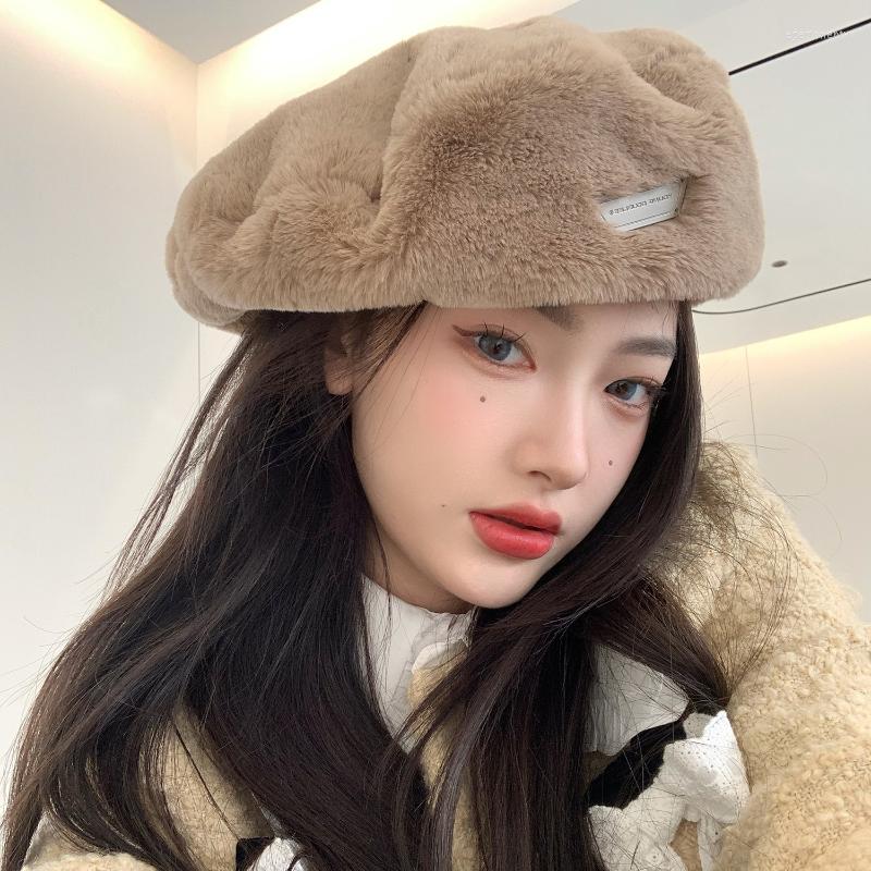 Berets Korea Winter Autumn Women's Plush Fur Beret Hats For Girl Knitted Hat Solid Fashion Taking The Female Boina Gorra, Black
Berets Korea Winter Autumn Women's Plush Fur Beret Hats For Girl Knitted Hat Solid Fashion Taking The Female Boina Gorra, Black