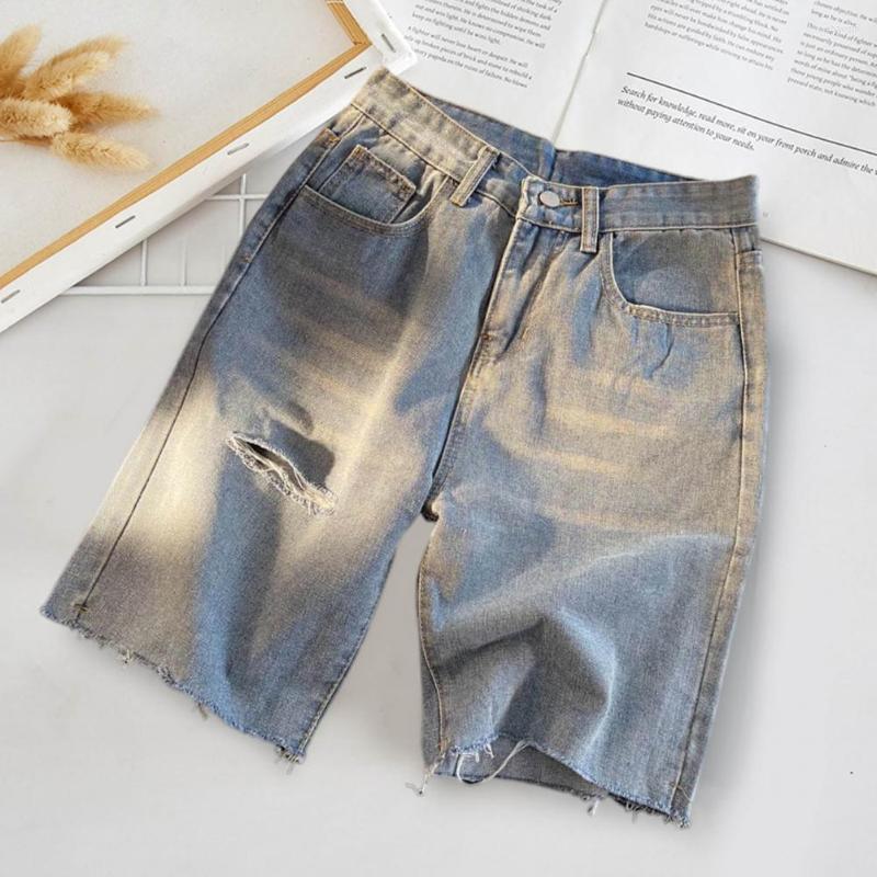 Men's Jeans Short Pants Trendy Temperament Solid Color Burr Broken Hole Denim Shorts For School Men, White
Men's Jeans Short Pants Trendy Temperament Solid Color Burr Broken Hole Denim Shorts For School Men, White