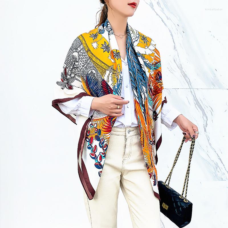 Scarves Fashion Decoration Silk Scarf Women Print Generous Twill Shawl 130 130CM Beach Sun Protection Pashmina
Scarves Fashion Decoration Silk Scarf Women Print Generous Twill Shawl 130 130CM Beach Sun Protection Pashmina