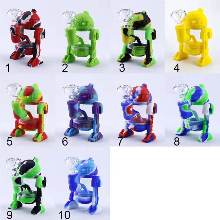 Robot Shape Glass Water Bong Pipe Silicone Smoking Pipes Oil Burner Creative Design Bubbler Bongs with glass bowl
Robot Shape Glass Water Bong Pipe Silicone Smoking Pipes Oil Burner Creative Design Bubbler Bongs with glass bowl