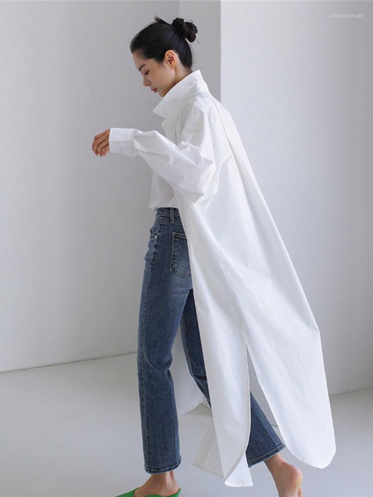 Women' Blouses Single Breasted Long Shirts For Women Lapel Loose Split Side Fashion Shirt Female 2022 Summer Autumn Clothing G513, Blue
Women' Blouses Single Breasted Long Shirts For Women Lapel Loose Split Side Fashion Shirt Female 2022 Summer Autumn Clothing G513, Blue