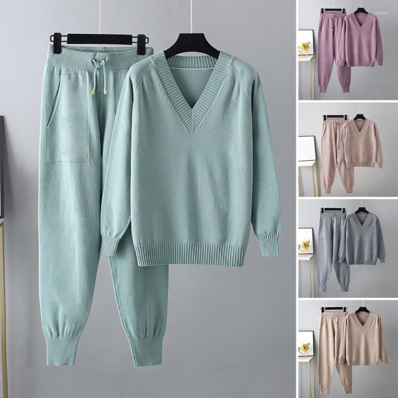 Women's Two Piece Pants 2 Pcs/Set Winter Sweater Set Pocket Bouncy V Neck Lady Tracksuit Solid Color Long Sleeves For Autumn, Coffee
Women's Two Piece Pants 2 Pcs/Set Winter Sweater Set Pocket Bouncy V Neck Lady Tracksuit Solid Color Long Sleeves For Autumn, Coffee