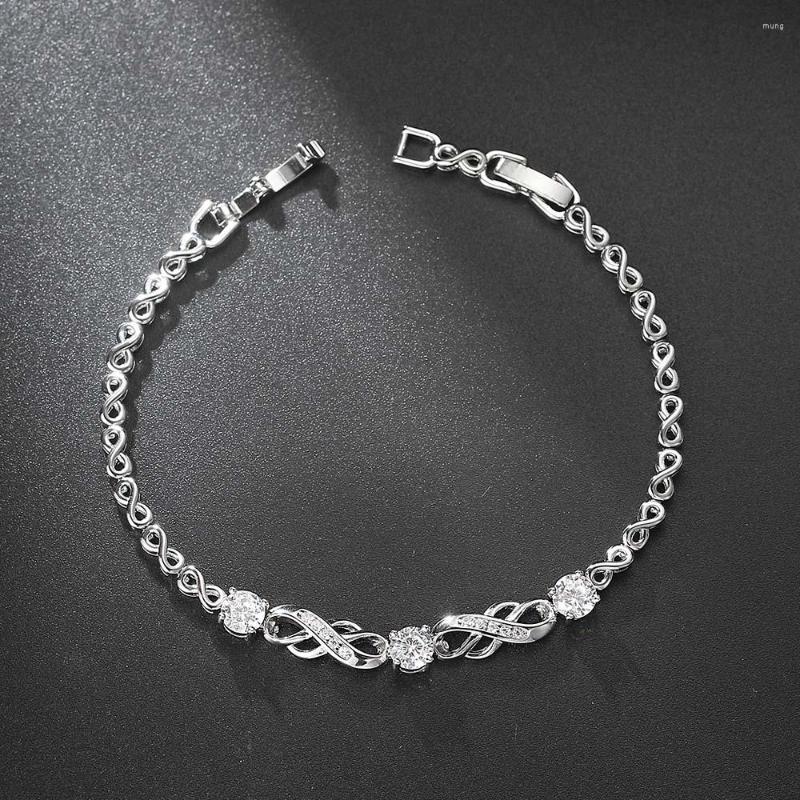 Link Bracelets Dazzling Luxury 8 Shaped For Women Female Silver Color Clear Shiny Zircon Infiniti Love Accessories Jewelry H147
Link Bracelets Dazzling Luxury 8 Shaped For Women Female Silver Color Clear Shiny Zircon Infiniti Love Accessories Jewelry H147