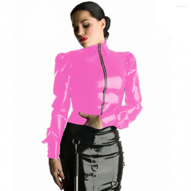 Women's T Shirts Women PVC Shirt Long Sleeve Lantern Office Lady Tops PU Gothic Faux Leather Zipper Front Collar Slim, Light pink
Women's T Shirts Women PVC Shirt Long Sleeve Lantern Office Lady Tops PU Gothic Faux Leather Zipper Front Collar Slim, Light pink