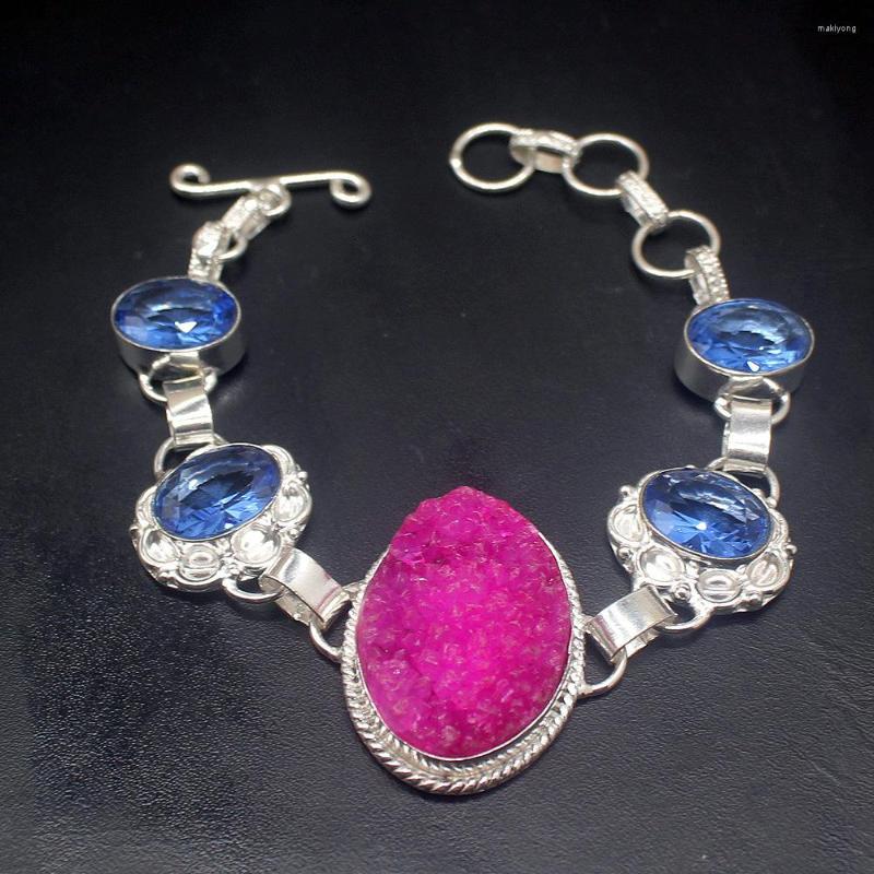 Link Bracelets Natural Unique Druzy Shiny BlueTopaz Silver Color Charms Links For Women 7.75 Inch HD755
Link Bracelets Natural Unique Druzy Shiny BlueTopaz Silver Color Charms Links For Women 7.75 Inch HD755