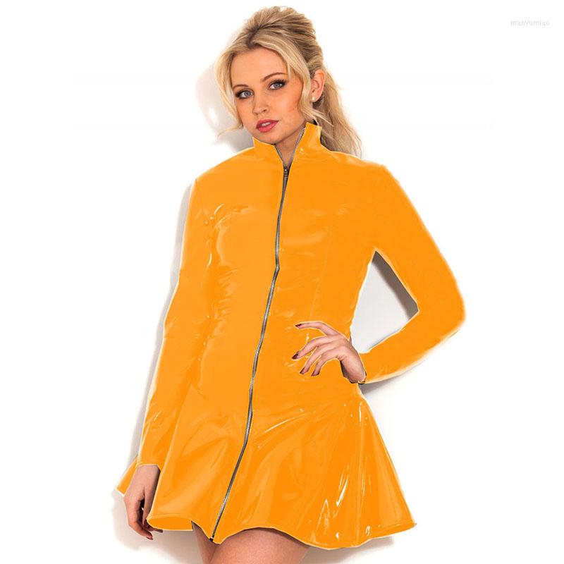 Casual Dresses Plus Size High Quality Long Sleeve A-line PVC Dress Women Sexy Full Zipper Skater Vestido Glossy Stand Collar Clubwear, Black
Casual Dresses Plus Size High Quality Long Sleeve A-line PVC Dress Women Sexy Full Zipper Skater Vestido Glossy Stand Collar Clubwear, Black