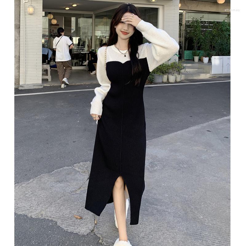 Casual Dresses 2022 Long Sleeved Elegant For Women French Vintage Splice Contrast Knitted Sweater Slim, Black
Casual Dresses 2022 Long Sleeved Elegant For Women French Vintage Splice Contrast Knitted Sweater Slim, Black