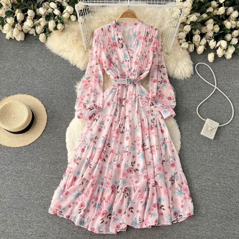 Casual Dresses Autumn Full Sleeve Sweet Chiffon Long Dress For Women 2022 V-Neck Floral Clothing, Yellow
Casual Dresses Autumn Full Sleeve Sweet Chiffon Long Dress For Women 2022 V-Neck Floral Clothing, Yellow