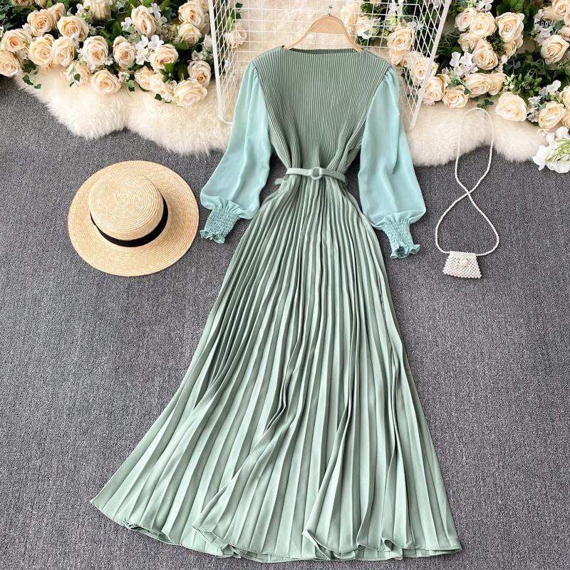 Casual Dresses Waisted Pleat Slimming Elegant Chiffon Dress Women 2022 Spring French Style Puff Long Sleeve Holiday Robe Maxi Pleated, Black
Casual Dresses Waisted Pleat Slimming Elegant Chiffon Dress Women 2022 Spring French Style Puff Long Sleeve Holiday Robe Maxi Pleated, Black
