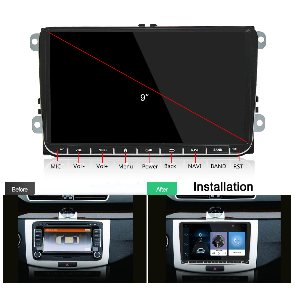2 din Car Radio Android 9" HD Autoradio Multimedia Player For VW Golf 5 6 Jetta MK5 MK6 Tiguan CC Polo Passat b6 b7