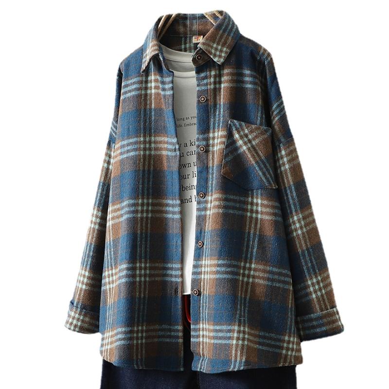 Women's Blouses & Shirts 2022 Plaid Women Top Wool Wear Long Sleeve Cotton Ladies Casual Blusas One Pocket Loose Female Checked Shirt, Blue
Women's Blouses & Shirts 2022 Plaid Women Top Wool Wear Long Sleeve Cotton Ladies Casual Blusas One Pocket Loose Female Checked Shirt, Blue