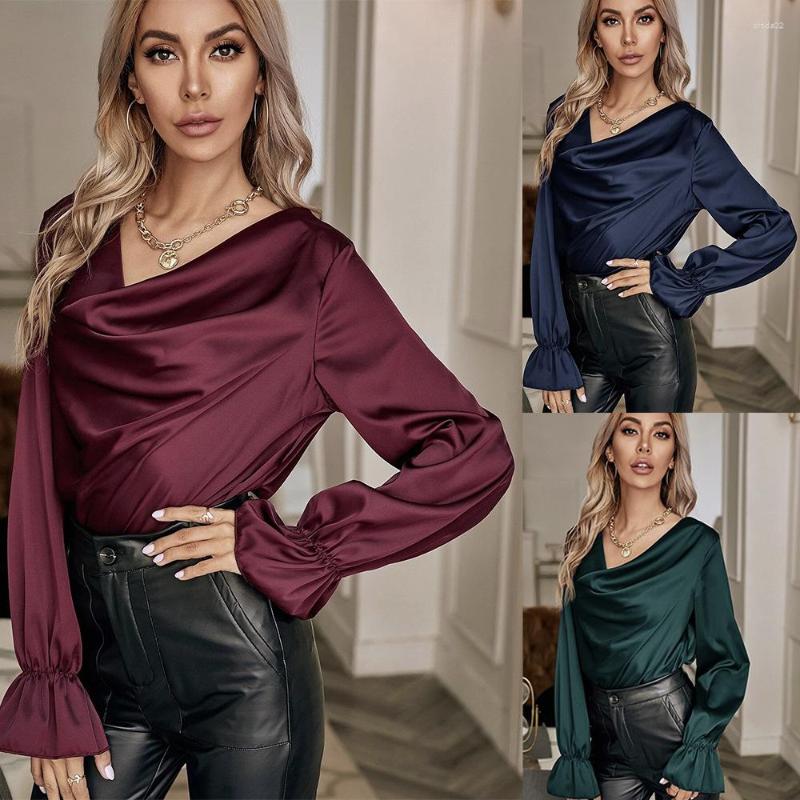 Women' T Shirts Blouse Top Elegant Ladies Casual Long Sleeve Vintage V Neck Solid Office Women Satin Silk Blouses, Sapphire blue
Women' T Shirts Blouse Top Elegant Ladies Casual Long Sleeve Vintage V Neck Solid Office Women Satin Silk Blouses, Sapphire blue