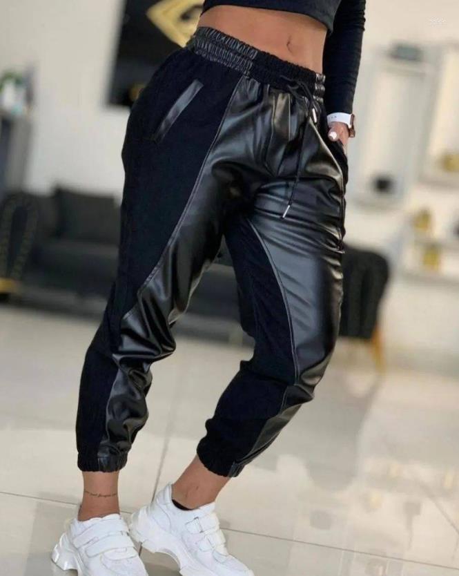 Women' Pants Contrast PU Leather Drawstring Cuffed 2022 Casual Bottom Women' Clothing
Women' Pants Contrast PU Leather Drawstring Cuffed 2022 Casual Bottom Women' Clothing