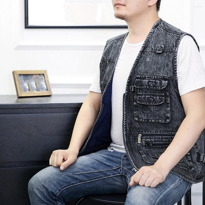 Men's Vests Denim Waistcoat Fine Stitching Comfy Dressing Pure Color V Neck Vest Outerwear For Camping, Blue
Men's Vests Denim Waistcoat Fine Stitching Comfy Dressing Pure Color V Neck Vest Outerwear For Camping, Blue