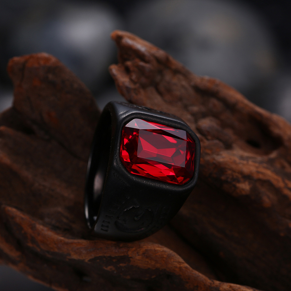 Men's Stainless Steel Ruby Setting Solitaire Ring Casting Rings Titanium Steel Finger Jewelry