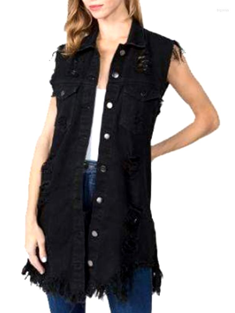 Women' Vests -6XL Denim Medium Lengh Vest Ladies Ripped Tassels Cardigan Coat Fashion Sleeveless High Street Style Long Jean Jacket, Black
Women' Vests -6XL Denim Medium Lengh Vest Ladies Ripped Tassels Cardigan Coat Fashion Sleeveless High Street Style Long Jean Jacket, Black