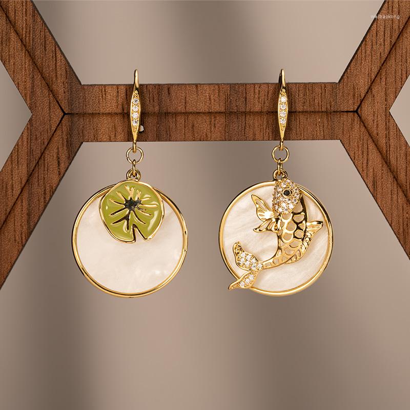 Hoop Earrings Rare Gold Lucky Fish And Lotus Shell Color Round Disc Boho Dangle Yoga Teacher Gift Fashion Romantic Style Jewelry
Hoop Earrings Rare Gold Lucky Fish And Lotus Shell Color Round Disc Boho Dangle Yoga Teacher Gift Fashion Romantic Style Jewelry