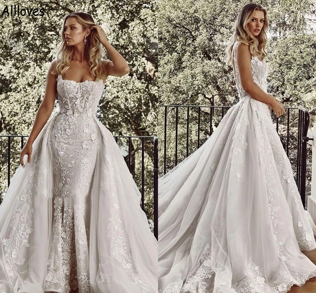 Floral Lace Appliqued Mermaid Wedding Dresses With Detachable Skirt Spaghetti Straps Sexy Backless Bridal Gowns Arabic Aso Ebi Formal Vestidos De Novia CL1583, Coral
Floral Lace Appliqued Mermaid Wedding Dresses With Detachable Skirt Spaghetti Straps Sexy Backless Bridal Gowns Arabic Aso Ebi Formal Vestidos De Novia CL1583, Coral