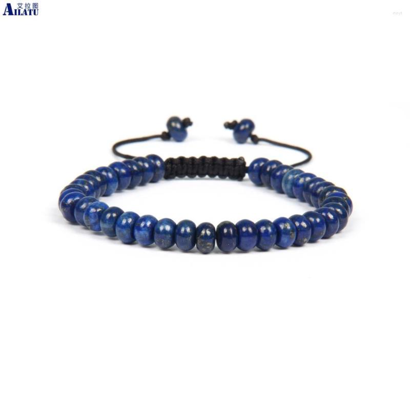 Strand Ailatu Wholesale 4x6mm Lapis Lazuli Flat Stone Beads Macrame Bracelet 
Strand Ailatu Wholesale 4x6mm Lapis Lazuli Flat Stone Beads Macrame Bracelet