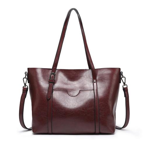 handbags womens purses Oil Wax Leather Large Capacity Tote Bag Casual Women ShoulderBag coffee color Shoulder