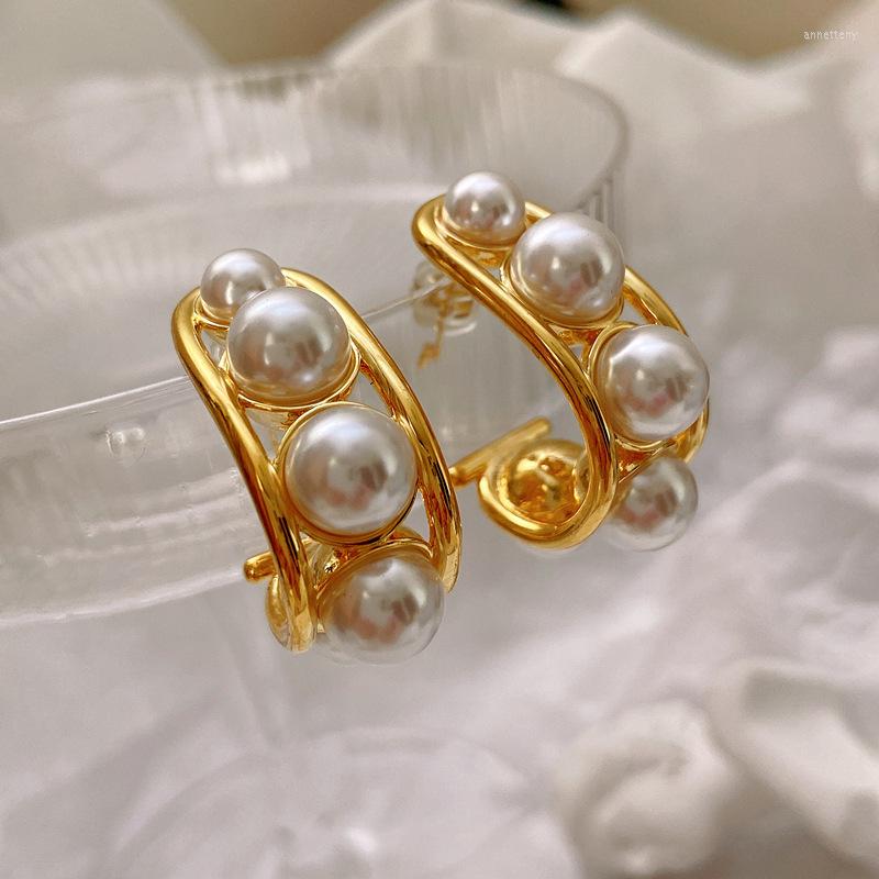 Stud Earrings French Vintage Design High Touch Pearl Half Ring Curved Gold Ins Simple Cool Wind 
Stud Earrings French Vintage Design High Touch Pearl Half Ring Curved Gold Ins Simple Cool Wind