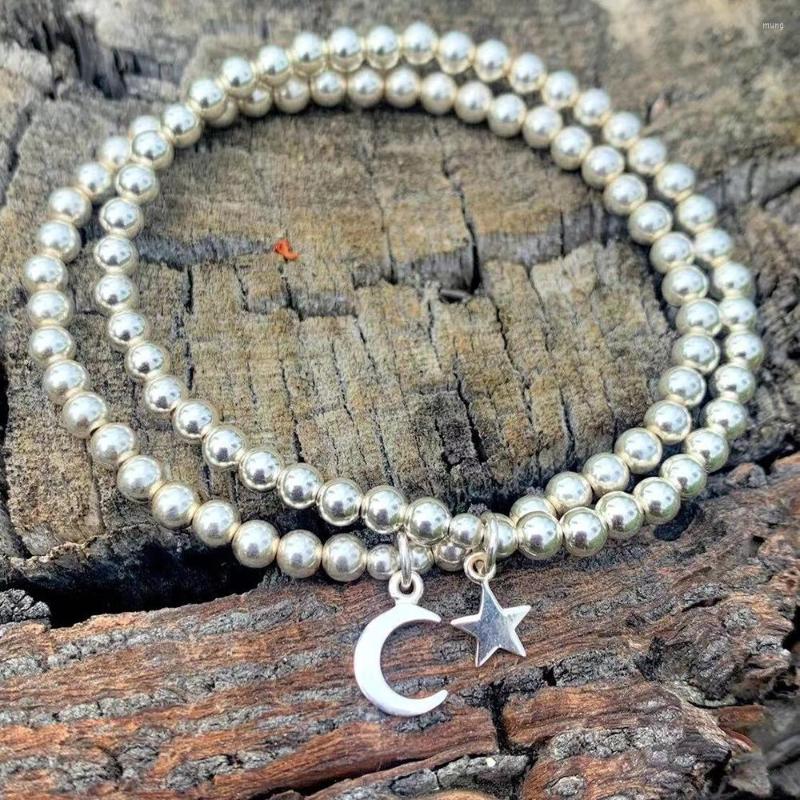 Link Bracelets MG1603 Design 4 MM Genuine 925 Sterling Silver Stack Beaded Bracelet Moon & Star Charm Stimulates Energy Flow Jewelry
Link Bracelets MG1603 Design 4 MM Genuine 925 Sterling Silver Stack Beaded Bracelet Moon & Star Charm Stimulates Energy Flow Jewelry