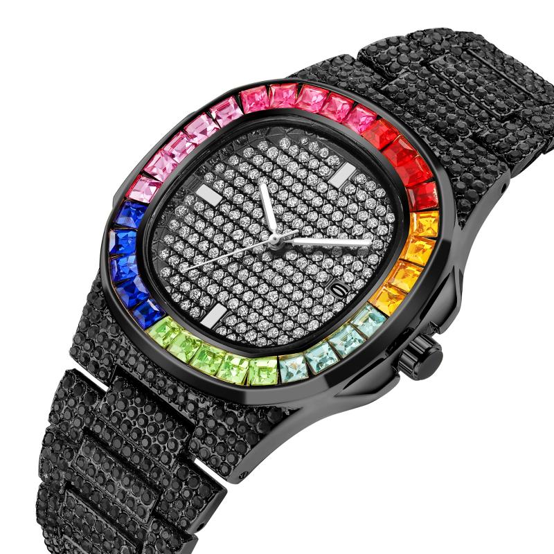 Wristwatches Luxury Watches For Men Hiphop Iced Out Colorful Gold Black Color Rhinestone Quartz Wristwatch Relogio Masculino, Black cai
Wristwatches Luxury Watches For Men Hiphop Iced Out Colorful Gold Black Color Rhinestone Quartz Wristwatch Relogio Masculino, Black cai