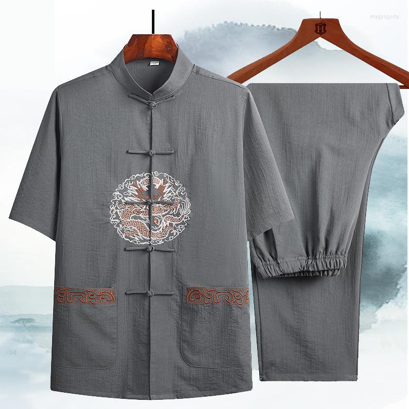 Ethnic Clothing Men Short Sleeve Tang Suit Wushu Cotton Linen Male Embroidery Tai Chi Set Summer Performance
Ethnic Clothing Men Short Sleeve Tang Suit Wushu Cotton Linen Male Embroidery Tai Chi Set Summer Performance