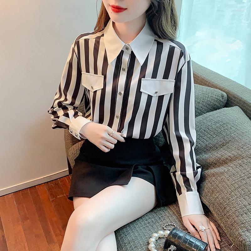 Women' Blouses Poplin Women' Fashion Buttons Top Casual Long Sleeve Polo Shirt Summer Stripe Female Clothes Movafag, Photo color
Women' Blouses Poplin Women' Fashion Buttons Top Casual Long Sleeve Polo Shirt Summer Stripe Female Clothes Movafag, Photo color