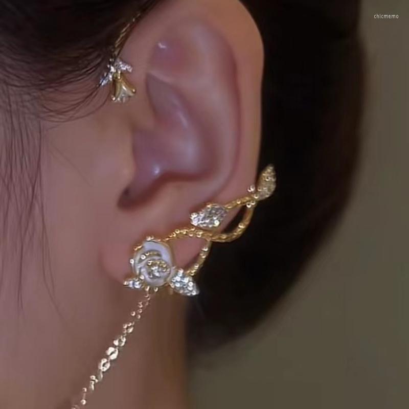 Backs Earrings Korean Fashion Rhinestone Rose Flower Ear Clip Shiny Luxury Chain Tassel Hanging Without Pierced
Backs Earrings Korean Fashion Rhinestone Rose Flower Ear Clip Shiny Luxury Chain Tassel Hanging Without Pierced