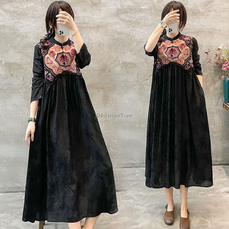 Ethnic Clothing 2022 Chinese Fashion Vintage National Style Embroidery Stand-up Collar Dress Women Autumn/winter Elegant Long Daily
Ethnic Clothing 2022 Chinese Fashion Vintage National Style Embroidery Stand-up Collar Dress Women Autumn/winter Elegant Long Daily