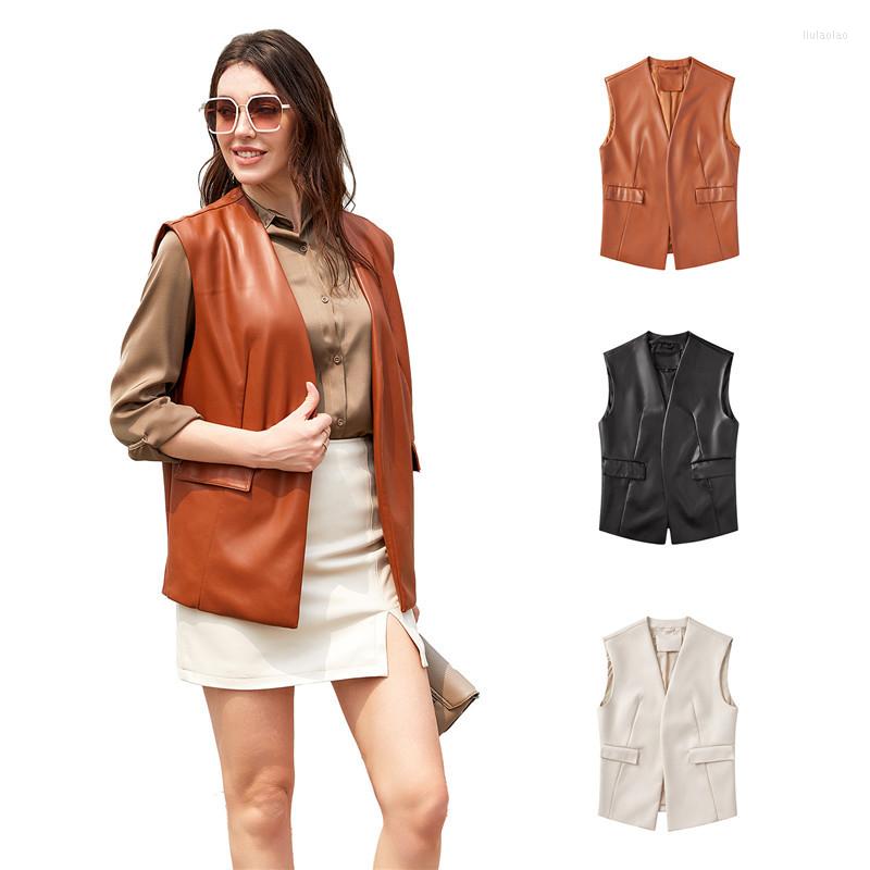 Women' Vests 2022 Casual Loose Women Vest Fashion PU Leather Ladies Sleeveless Jacket Short Coats Clothes Cardigan Female Clothing, Black
Women' Vests 2022 Casual Loose Women Vest Fashion PU Leather Ladies Sleeveless Jacket Short Coats Clothes Cardigan Female Clothing, Black