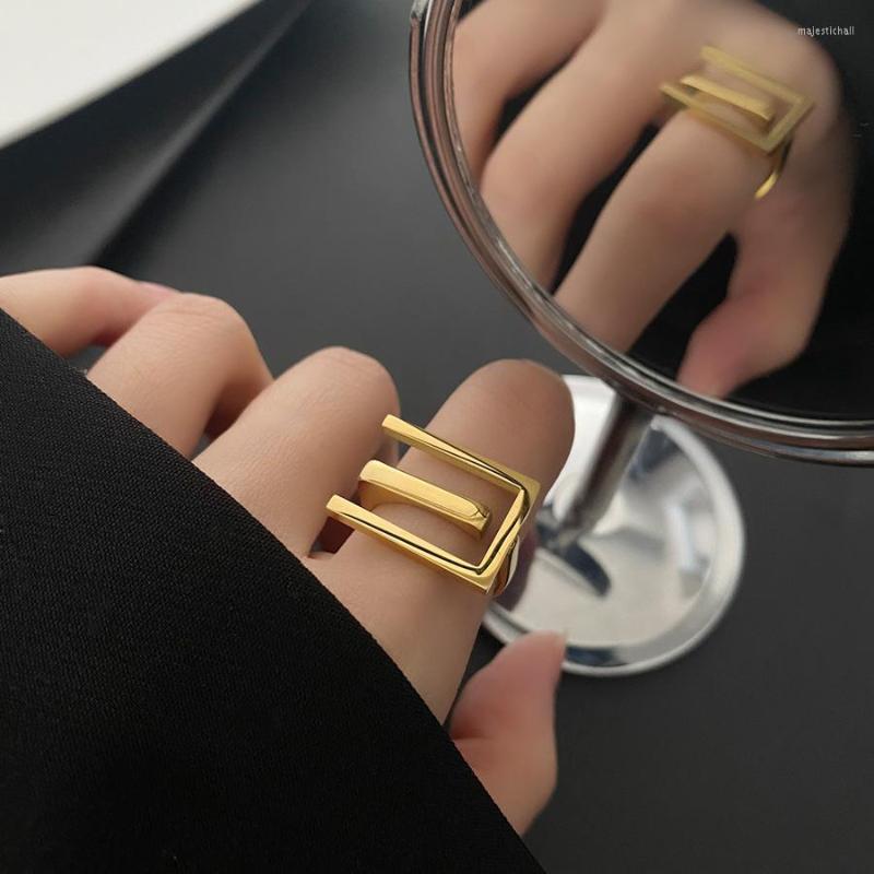 Wedding Rings Fine Quality Stainless Steel Geometry Line Ring For Women Man INS Simple Female Fashion Design Rectangular Hollow Flat Open
Wedding Rings Fine Quality Stainless Steel Geometry Line Ring For Women Man INS Simple Female Fashion Design Rectangular Hollow Flat Open