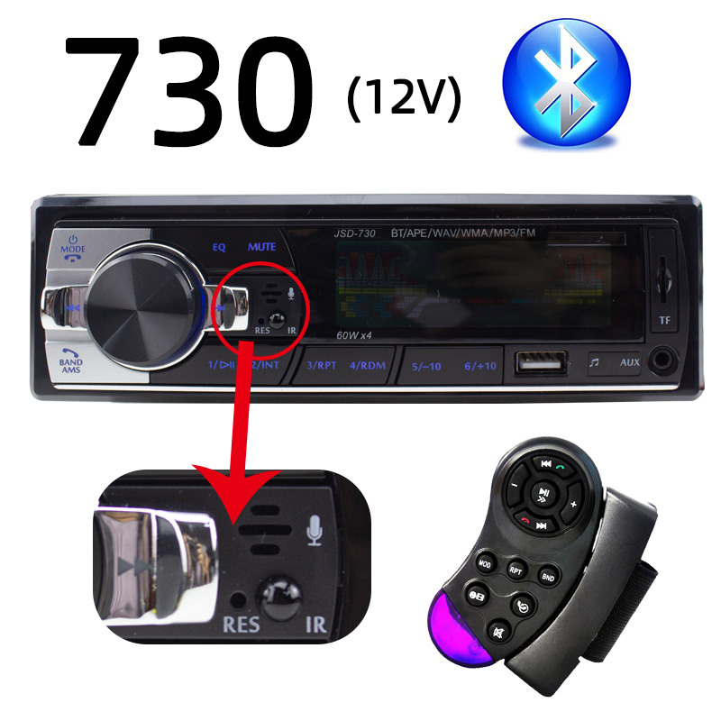 Car Radio 1din FM MP3 Player Bluetooth Cheap Hands-free Calls USB AUX SD Card Stereo Receiver with Steering Wheel Remote Control