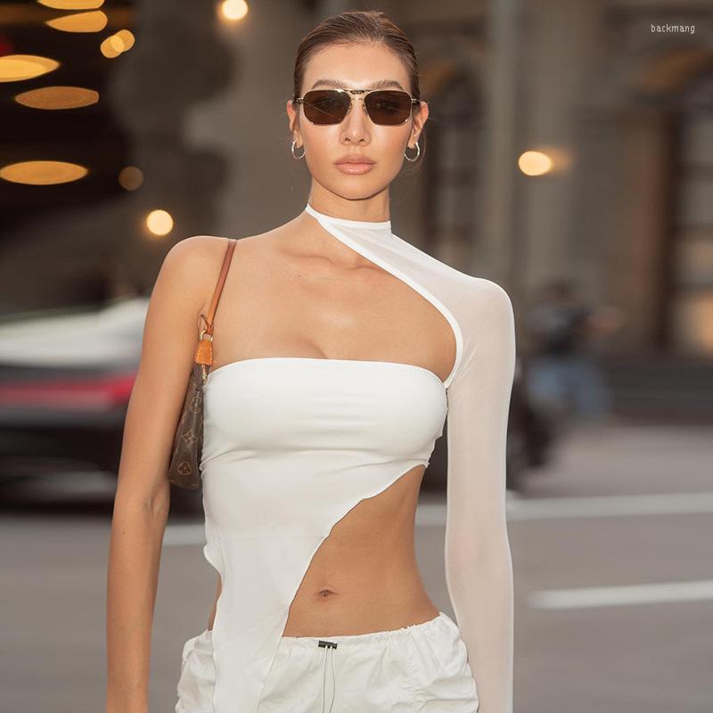 Women' T Shirts Fall Mesh Top One Shoulder Women' Long Sleeve Cropped Autumn Halter Cut-out Asymmetrical Sexy Women Blouses White, Black
Women' T Shirts Fall Mesh Top One Shoulder Women' Long Sleeve Cropped Autumn Halter Cut-out Asymmetrical Sexy Women Blouses White, Black