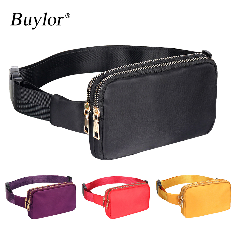 Waist Bags Buylor Fashion for Women Fanny Pack Hip Bum Chest Shoulder Dual Zipper Crossbody With Adjustable Strap 221208, Black