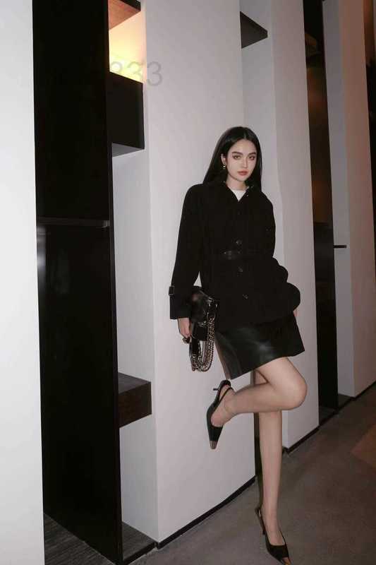 Women' Jackets designer Fashionable Belt Decoration Waist Slim Woolen Shirt Coat J469, Black
