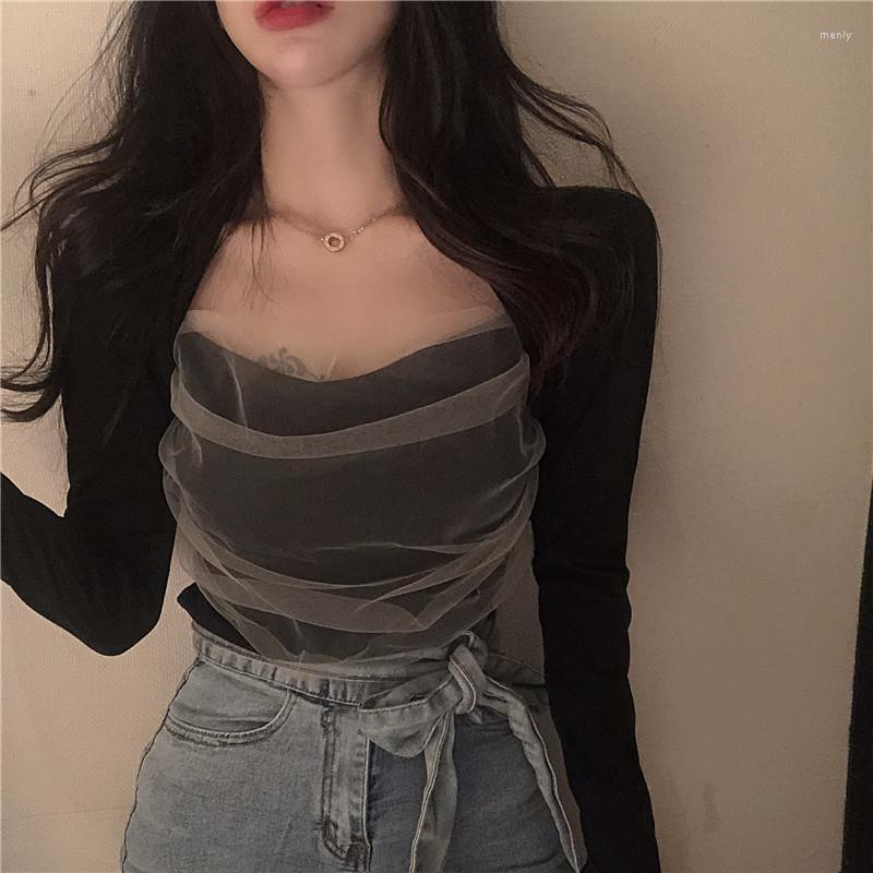 Women's T Shirts Fashion Women Square Collar Sexy Mesh Patchwork Spring Fall Long Sleeve Casual Slim Bottoming Shirt Chic Tee Tops, Black
Women's T Shirts Fashion Women Square Collar Sexy Mesh Patchwork Spring Fall Long Sleeve Casual Slim Bottoming Shirt Chic Tee Tops, Black