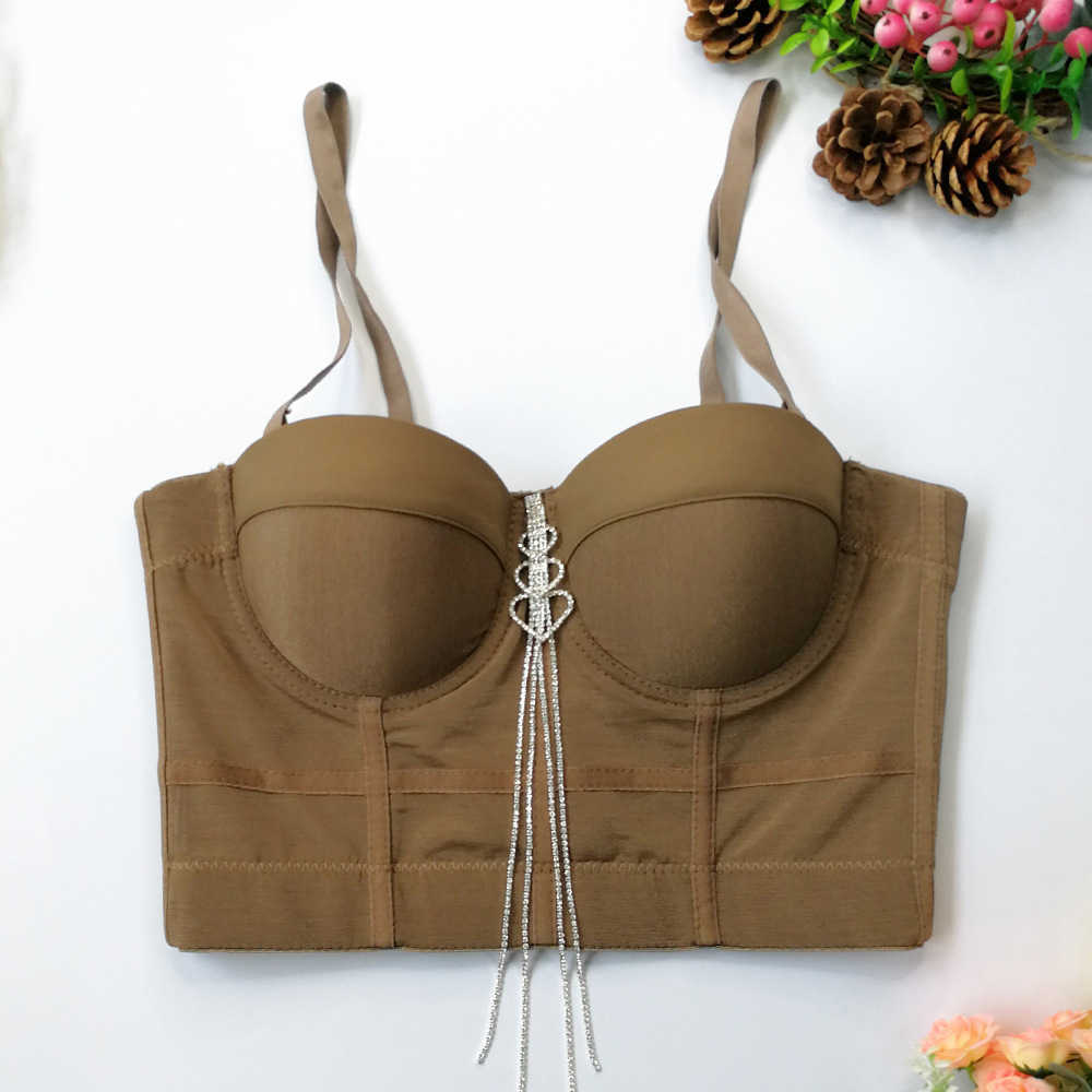 Large size sling love pendant tassels bright diamonds fish bone top underwear free super short backless bra, White
Large size sling love pendant tassels bright diamonds fish bone top underwear free super short backless bra, White