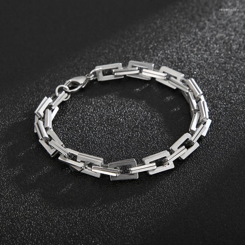 Charm Bracelets Silver Color Square Hollow Wrist For Men Double Single Layer Stainless Steel Blade Chain Hip Hop Jewelry
Charm Bracelets Silver Color Square Hollow Wrist For Men Double Single Layer Stainless Steel Blade Chain Hip Hop Jewelry