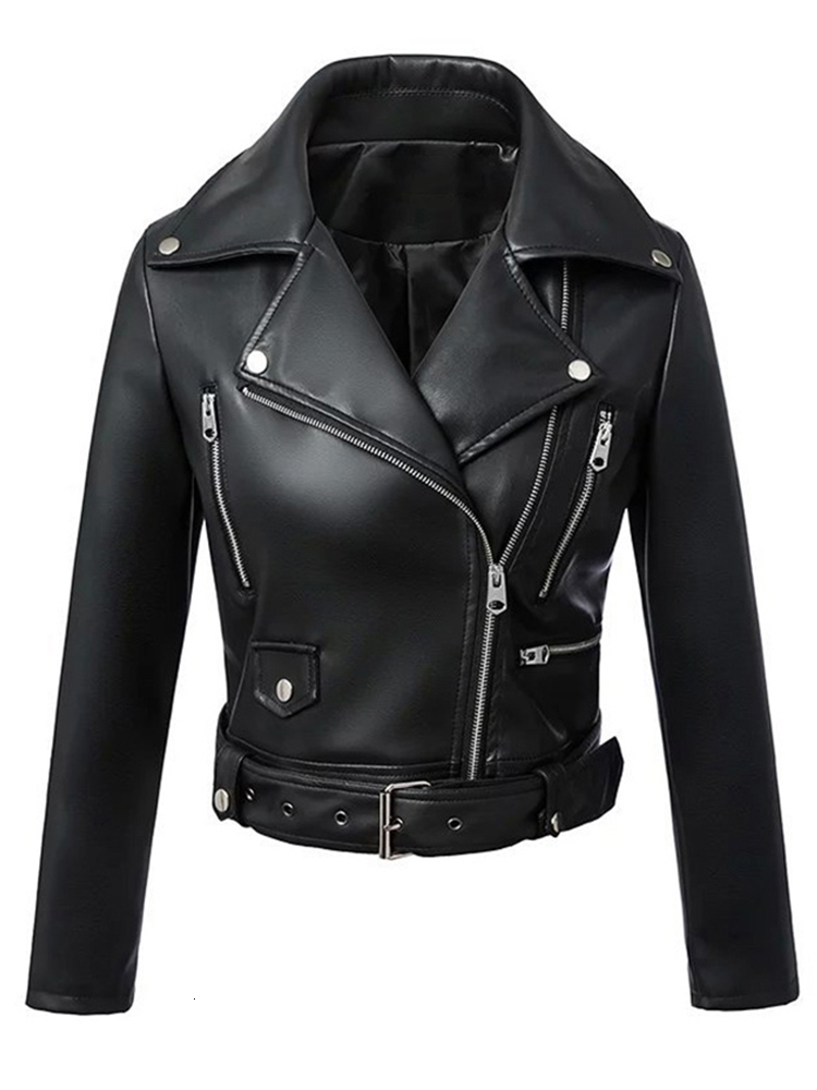 Women' Leather Faux FTLZZ Women Autumn Winter Black Jackets Zipper Basic Coat Turn-down Collar Motor Biker Jacket With Belt 221207
Women' Leather Faux FTLZZ Women Autumn Winter Black Jackets Zipper Basic Coat Turn-down Collar Motor Biker Jacket With Belt 221207