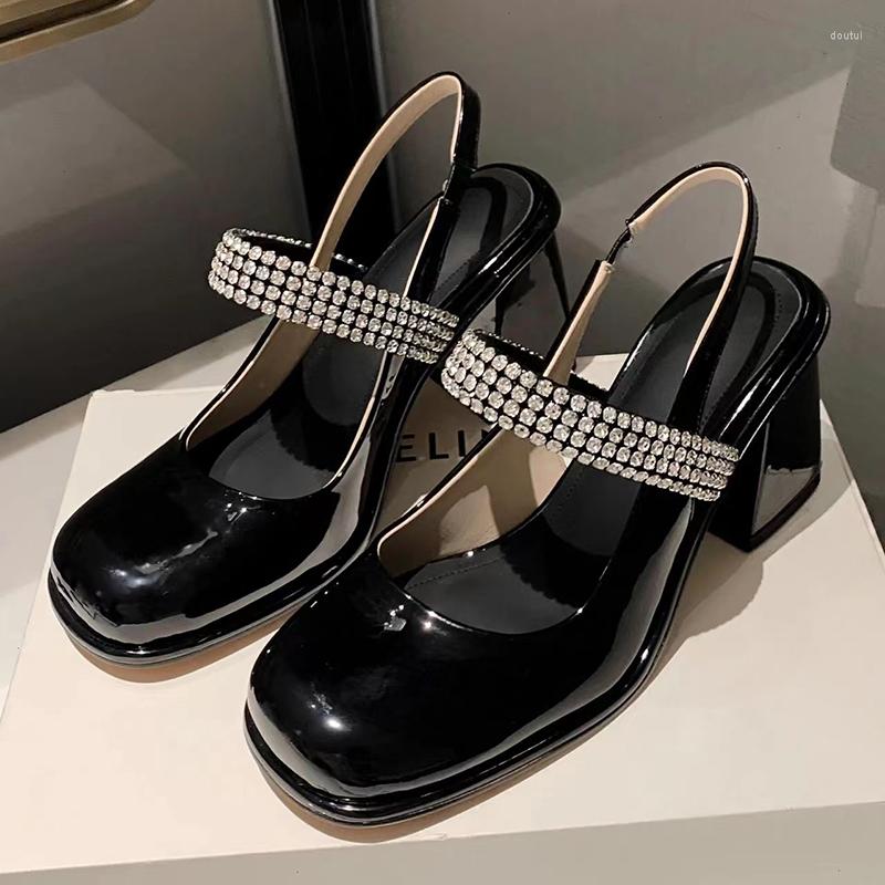 Dress Shoes Rhinestone Mary Jane Patent Leather Chunky Heel Pumps Crystal Thick Sandals Women Zapatos De Mujer Elegantes, Picture shown
Dress Shoes Rhinestone Mary Jane Patent Leather Chunky Heel Pumps Crystal Thick Sandals Women Zapatos De Mujer Elegantes, Picture shown