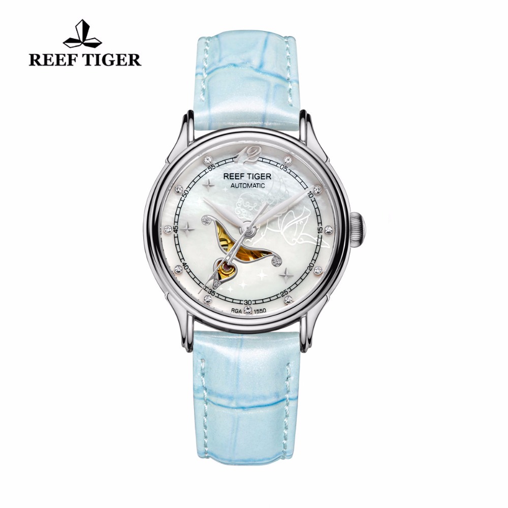 Reef Tiger Fashion and Elegant Steel Watch For Ladies Diamonds White MOP Dial Automatic Wrist Watches RGA1550
Reef Tiger Fashion and Elegant Steel Watch For Ladies Diamonds White MOP Dial Automatic Wrist Watches RGA1550