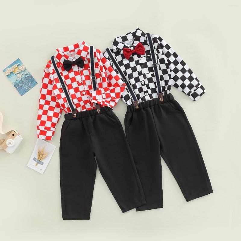 Clothing Sets Children Clothes Outfit Boys Lapel Collar Long Sleeve Checkerboard Printed Blouse Bow-Tie Detachable Straps Pants, Black
Clothing Sets Children Clothes Outfit Boys Lapel Collar Long Sleeve Checkerboard Printed Blouse Bow-Tie Detachable Straps Pants, Black