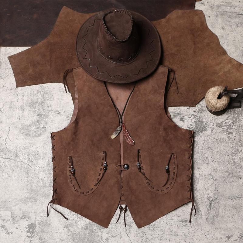 Men' Vests Western Cowboys Riding Leather Vest Vintage Reversible Sleeveless Jackets Genuine Sheepskin Waistcoat, As the picture
Men' Vests Western Cowboys Riding Leather Vest Vintage Reversible Sleeveless Jackets Genuine Sheepskin Waistcoat, As the picture
